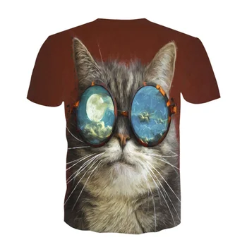 Vėliau vaikų drabužių katė 3D atspausdintas T-shirt atsitiktinis trumparankoviai O-kaklo mados spausdinimo 3D T-shirt berniukas mergaitė viršų