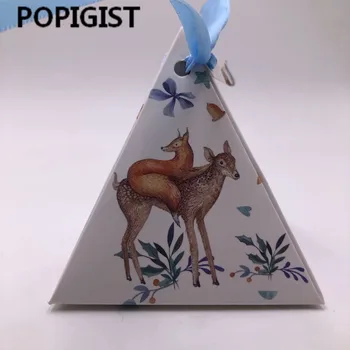 100vnt Animacinių filmų Vienaragis Žiemos lokys Trikampės Piramidės Saldainių Dėžutės Vestuvių Nori kūdikio Gimtadienio Kalėdų dovanų dėžutėje packag