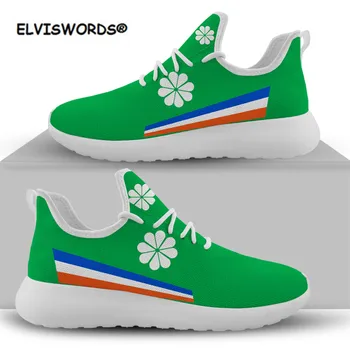 ELVISWORD Mados Sala Kwajalein Vėliava, Prekės Dizainas Butai, Batai Moterims 2020 Laisvalaikio Sportbačiai Green Lace-up Mados Zapatos Mujer