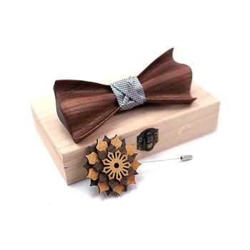 Naujas Dizainas 3D Vestuvių Dinne Rankų darbo Medinis Drugelis Medienos Kaklaraištis Vyrams peteliškę Corbatas Para Hombre Gravata Sagė Box Set