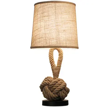 American retro asmenybė, kūrybos miegamojo, stalo lempos medžiaga kanapių virvė apdailos stalo lempa