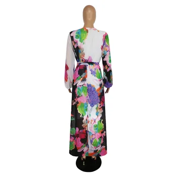 2019 m. Vasarą Moterys Maxi Suknelė Gėlių spausdinti Šifono Plius Dydis boho stiliaus vestidos Elegantiškas Paplūdimio Ilga Suknelė Didelis Dydis Suknelės