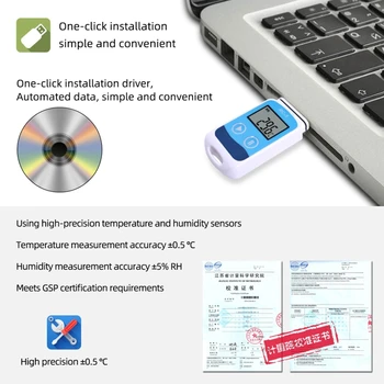 RC-5 Aukšto tikslumo USB Temperatūros Duomenų Kaupiklis Sandėlis, Sandėliavimas, Gabenimas Šaldytuvais, Laboratorija
