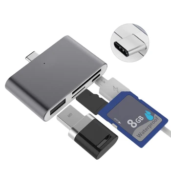 Elisona Tipas-C USB Tipo C HUB OTG Sim CF, SD TF Card Reader Konverteris Adapteris, skirtas 