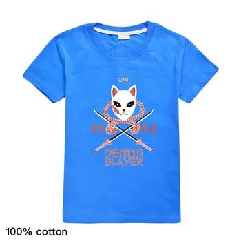 Nauja Vaikai Harajuku Marškinėliai Medvilnės Anime Demon Slayer T-Shirt Kimetsu Nr. Yaiba Gimtadienio Marškinėlius Bauda Ašmenys Keychain Merginų Topai