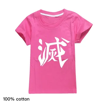Nauja Vaikai Harajuku Marškinėliai Medvilnės Anime Demon Slayer T-Shirt Kimetsu Nr. Yaiba Gimtadienio Marškinėlius Bauda Ašmenys Keychain Merginų Topai