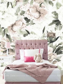 Amie 9M Zonoje customerize dydis sienų tapetai mergaičių miegamasis gėlių tapetai kūdikių rožinė ir lapų nuolaida pardavimas
