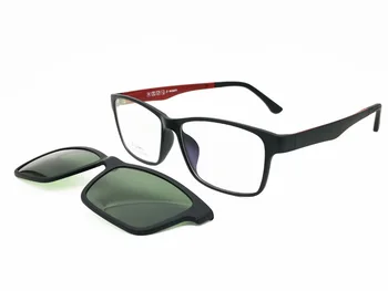 Greitas pardavimo 010 ULTEM kvadrato formos recepto akinius su megnatic klipą poliarizuoti akiniai lęšio 2 in 1 akiniai