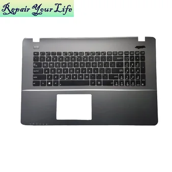 Nešiojamojo kompiuterio klaviatūra JAV anglų kalbos ASUS X750 X750LB-3C 13N0-PKA0231 MP-11N63US 528W 0KNB0-6170US00 juoda sidabro pilkumo Palmrest Bezel