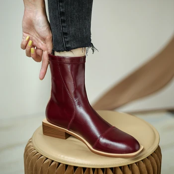 Žieminiai natūralios Odos batai Moterims, Batai Patogūs kokybės minkštas Batai, Prekės ženklo Dizaineris Rankų darbo 2020 žieminiai batai
