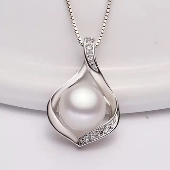 Mados juoda Natūralių gėlavandenių perlų karoliai pakabukas 925 sterlingas sidabro karoliai moterų nuotaka
