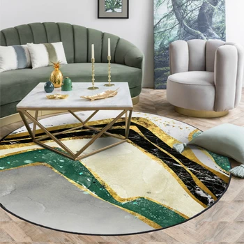 Mados šiuolaikinės Golden rim kilimų tamsiai mėlyna tamsiai žalios, apvalios kilimas gyvenimo kambario, miegamasis, sofa-salonas kėdė anti-slip namų grindų kilimėlis