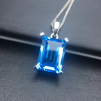 CSJ Fine Jewelry Originali Šveicarijos Mėlynas Topazas Pakabukas 925 Sterlingas Sidabro Natūralus Akmuo Moterims vestuvių Engagment Dovanų Šalis