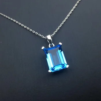 CSJ Fine Jewelry Originali Šveicarijos Mėlynas Topazas Pakabukas 925 Sterlingas Sidabro Natūralus Akmuo Moterims vestuvių Engagment Dovanų Šalis