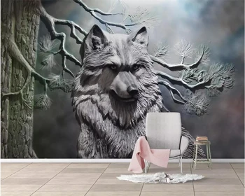 Beibehang Užsakymą tapetai, 3D foto freskos įspaustais miško vilkas kambarį sienų apdaila dažymas 3d tapetai papel de parede