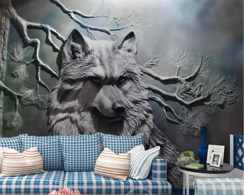 Beibehang Užsakymą tapetai, 3D foto freskos įspaustais miško vilkas kambarį sienų apdaila dažymas 3d tapetai papel de parede