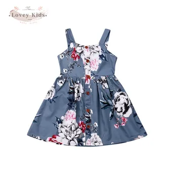 2020 Bamblys Baby Girl Dress 0-4Year Gėlių Gėlių Spausdinti Saldus Diržas Rankovių Backless Tvarstis Kūdikiams, Vaikams Kostiumas