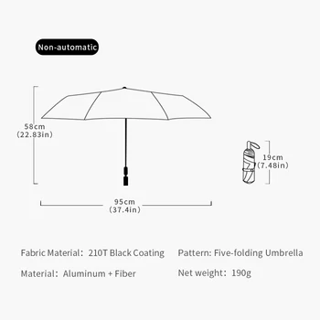 Nedidelis Nešiojamas skėtis Vyrai, Mini Pocket 5-sulankstomas Skėtis nuo Lietaus Moterų Verpalai dažyti Vandeniui Kelionės Skėtis Vėjo Skėtis