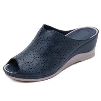 BEYARNENew Retro Atsitiktinis batai sandalai moterims žuvies burną, platformos, aukštakulniai sandalai pleištai siuvimo siūlus slippersL024