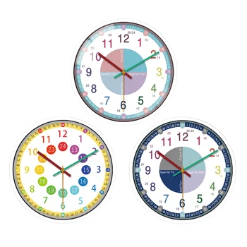 12 colių Vaikai Tyli Laikrodis Laiką Mokytojas Sieninis Laikrodis Spalvinga Numerius Lengva Skaityti