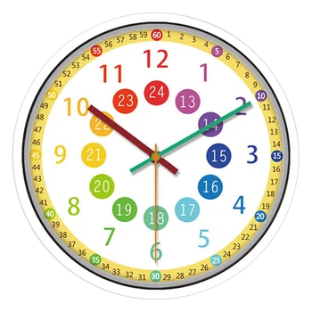 12 colių Vaikai Tyli Laikrodis Laiką Mokytojas Sieninis Laikrodis Spalvinga Numerius Lengva Skaityti