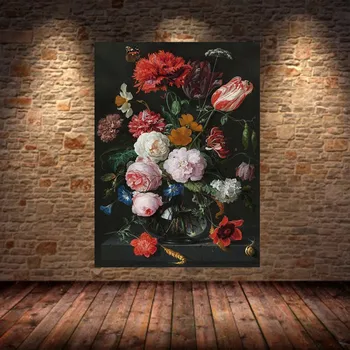 Klasikinis Gėlių Stiklo Vaza, Drobė, Tapyba Ant Sienos Plakatas Spaudinių Klasikinio Gėlių Nuotraukos Sienų Dekoras Už Kambarį