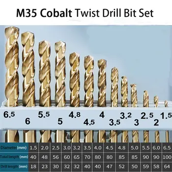 AOBEN 13/19PCS HSS Titano Twist Drill Bitų Rinkinys, skirtas Metalo ir Medienos apdirbimo elektros įrankių Priedai Turas Šerdies Apvilktos 1,0 mm-10 mm