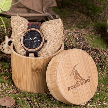 BOBO PAUKŠČIŲ Bambuko Medinės Laikrodžiai Moterims bayan kol saati Matyti Datą Laikrodis Kvarcinis Ponios medienos dėžė relojes para hombre