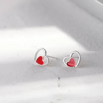 Lidavi Mados raudona širdies formos auskarai temperamentas kompaktiškas meilės ausų Papuošalai Japonija ir Pietų Korėja Vėjo Moterų Papuošalai VES6183