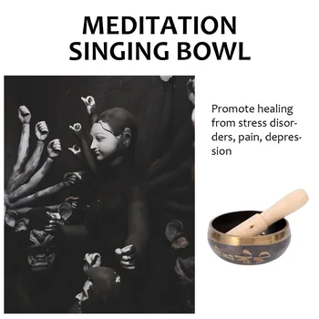 Tibeto Dainavimo Dubuo Nustatyti Dainavimo Dubenėlį Su Puolėjas Meditacijos Atsipalaidavimo Įtempių Senovės Harmonikų Bronzos Dainavimo Dubenėlį
