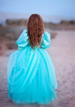 6 Sluoksnių Žalia Merginos Sluoksniuotos Rankovėmis Princesė Arielis Suknelė Mažai Mermaid Dress Up Vaikams Kalėdų Helovinas Kostiumas Purus Kamuolys Chalatai