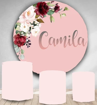 Apskritimo fone turas Pink gėlių, vestuvių, vaikų, kūdikių dušas gimtadienio dekoro pritaikyti nuotrauka fone stalo dangtis YY-94