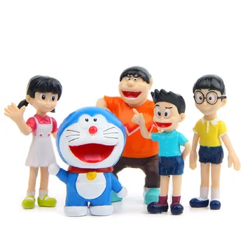 5vnt/Daug Kūrybos Micro Sodo Kraštovaizdžio Puošmena Rekvizitai Doraemon Šeimos Portretas PVC Veiksmų Skaičiai Žaislas, Vaikas Kalėdų Dovanos