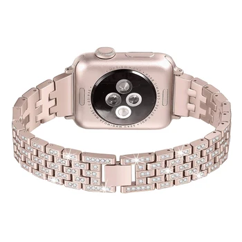 Moterų Diamond Diržu, Apple Watch Juosta 38mm 42mm 40mm 44mm nerūdijančio plieno dirželis iWatch juosta series 5 4 3 2 Metalo Apyrankė
