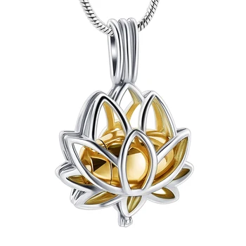 Kremavimo Papuošalai Pelenų Lotus Flower Pendant Apranga Nerūdijančio Plieno Atmintį Atminimo Balsuokite Karoliai už Pelenų