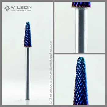 5 vnt./set - Kūgio Tiek - Vidutinis (M-113101) - Mėlynos spalvos Nano Danga - WILSON Volframo Karbido Nagų Tiek Elektros Manikiūro Dril