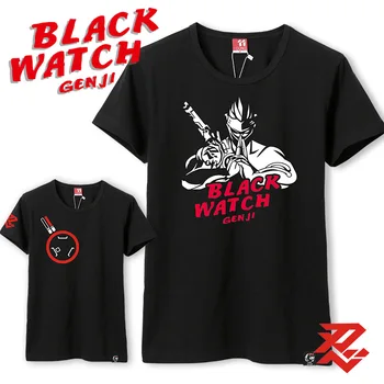 Nauja Odos!4 Spalvų Blackwatch Genji T-shirt Pora trumpomis Rankovėmis T-shirt Juoda Medvilnės Tees Unisex Mielas Cosplay Vasaros Marškinėliai