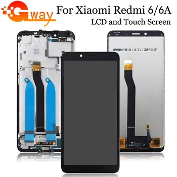 Juoda/balta xiaomi Redmi 6A/6 LCD Jutiklinis Ekranas skaitmeninis keitiklis Skirtas Xiaomi Redmi6/6A LCD Ekranas Jutiklinis Ekranas su karkasu
