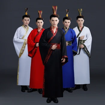 Senovės Kinų Kostiumas Vyrams Tradicinės Kinų Šokių Drabužiai Moterims ilgomis Rankovėmis Hanfu Satino Chalatas, Suknelė Berniukas Čing Dinastija