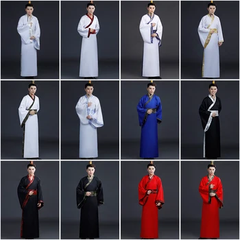 Senovės Kinų Kostiumas Vyrams Tradicinės Kinų Šokių Drabužiai Moterims ilgomis Rankovėmis Hanfu Satino Chalatas, Suknelė Berniukas Čing Dinastija