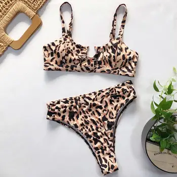 2019 Karšto Seksualus Moterų Leopardas Spausdinti Tvarstis Apatiniai, Push-Up Pad Naujausias Bathingsuit Brazillian Vėliau kaip Femme Kasdien Underwears
