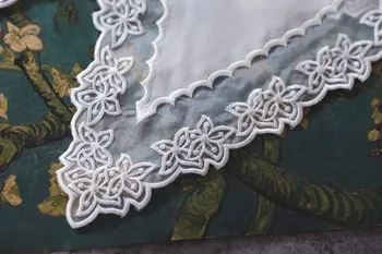 Tuščiaviduriai kablys gėlių nėrinių aplikacija perlų vėrinį Naujas Black Pearl necktie Medvilniniai siuvinėjimo ilgai-kaklo liemenė palaidinė drabužiai