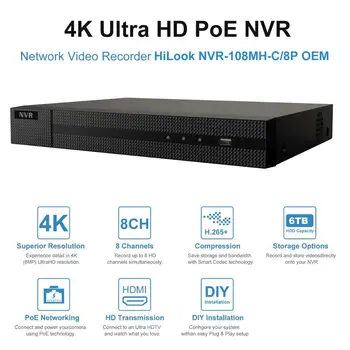 Hikvision OEM 8CH 4K NVR Anpviz 4/6/8pcs 5MP ColorVu IP Kamera su POE IP Apsaugos Sistemos Komplektas, IP Kamera, Spalva Naktinio Matymo 3.6 mm 30m