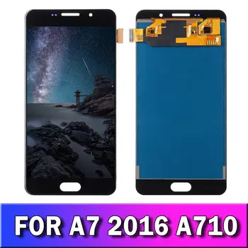 Originalus Super Amoled skystųjų kristalų (lcd Samsung Galaxy A7 2016 A710 A710F A710M A710Y LCD Ekranas su Jutikliniu Ekranu, skaitmeninis keitiklis Asamblėja
