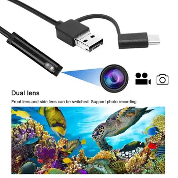 3In1 USB Endoskopą 8mm Dvigubo Objektyvo Wifi Tikrinimo Gyvatė Kamera, 2.0 Megapikselių Vandeniui Pusiau Standžios Borescope už OTG Android PC