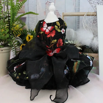Šunelis Suknelė Aukštos Kokybės Drabužius Gėlių Spausdinti Black Princess Tutu Sijonas, Skirtas Smulkaus Ir Vidutinio Šunų Drabužiai Čihuahua
