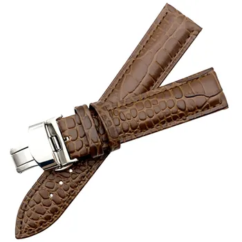 Driežas modelio natūralios Odos 14 16 18 20 mm Drugelis Lankstymo Sagtimi Laikrodžių Dirželiai Black Brown Band Apyrankę, Diržą Watchband