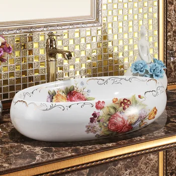 Jingdezhen keraminių santechnikos tualetas lentelė praustuvas elipsės meno vonios kambarys baseinų nemokamas pristatymas