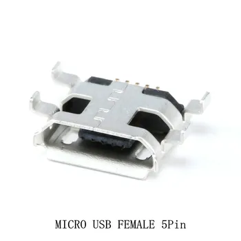100vnt Micro USB 5pin B tipo 0,8 mm Female Jungtis Mobilusis Telefonas, Mini USB Jungtis 5pin Įkrovimo Lizdas Keturių pėdų plug