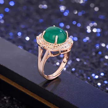 JoiasHome 925 Sterlingas Sidabro Žiedas Retro Etninės Smaragdas su Rožių Aukso Žiedų Formos Žiedo Vakarienė Papuošalai Dovana Atidaryti Reguliuoti Dydį